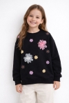 Детска блуза за момиче с дълъг ръкав, черен цвят