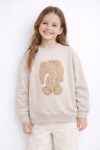 Детска блуза за момиче дълъг ръкав, бежов цвят