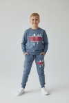 Детска комплект за момче с дълъг ръкав, син цвят