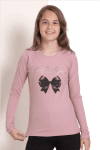  Детска блуза рипс за момиче с дълъг ръкав, цвят пудра