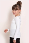 Детска блуза за момиче с дълъг ръкав, цвят екрю