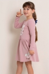 Детска рокля с дълъг ръкав, цвят пудра 