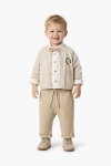 Детски комплект за момче с дълъг ръкав 4 части, бежов цвят