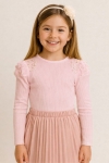 Детска блуза за момиче с дълъг ръкав, розов цвят