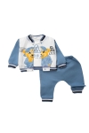 Бебешки комплект за момче с дълъг ръкав 3 части, син цвят