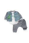 Бебешки комплект за момче с дълъг ръкав 3 части, зелен цвят
