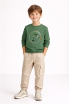 Детска блуза за момче с дълъг ръкав, зелен цвят