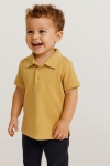 Детска тениска за момче с яка, жълт цвят
