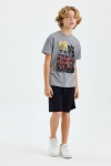 Детски комплект за момче с къс ръкав, сив цвят  