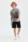Детски комплект за момче с къс ръкав, сив цвят  