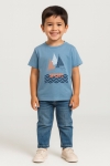 Детска тениска за момче, син цвят 