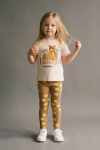 Детски комплект за момиче с къс ръкав, бежов цвят 