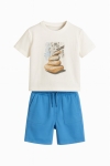 Детски комплект за момче с къс ръкав, син цвят 