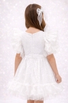 Детска официална рокля с къс ръкав и фиба, бял цвят  