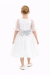 Детска официална рокля с къс ръкав, бял цвят 