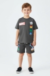 Детски комплект за момче с къс ръкав, тъмно сив цвят 