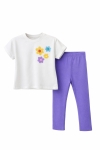 Детски комплект за момиче с къс ръкав, лилав цвят 