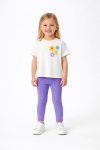 Детски комплект за момиче с къс ръкав, лилав цвят 