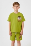 Детски комплект за момче с къс ръкав, зелен цвят