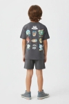 Детски комплект за момче с къс ръкав, тъмно сив цвят  