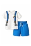 Детски комплект за момче с къс ръкав, син цвят 