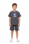 Детски комплект за момче с къс ръкав, тъмно сив цвят