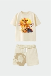 Детски комплект за момче с къс ръкав, бежов цвят