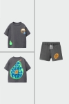 Детски комплект за момче с къс ръкав, тъмно сив цвят 