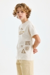  Детска тениска за момче, цвят екрю