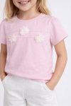 Детска тениска за момиче, розов цвят 