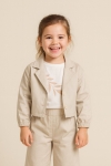 Детски комплект за момиче с дълъг ръкав 3 части, бежов цвят