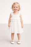Детска рокля с презрамки, цвят екрю