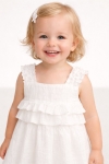 Детска рокля с презрамки, цвят екрю