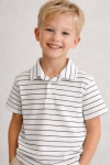 Детска тениска с якичка за момче, цвят екрю 