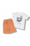 Детски комплект за момче с къс ръкав, оранжев цвят  