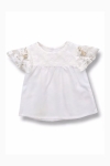 Детска тениска за момиче, цвят екрю