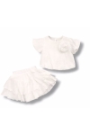 Детски комплект за момиче с къс ръкав, цвят екрю