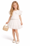 Детски комплект за момиче с къс ръкав, цвят екрю