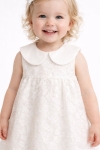 Детска рокля без ръкав, цвят екрю  