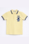 Детска тениска с якичка за момче, жълт цвят