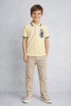 Детска тениска с якичка за момче, жълт цвят