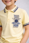 Детска тениска с якичка за момче, жълт цвят