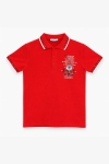 Детска тениска с якичка за момче, червен цвят