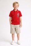 Детска тениска с якичка за момче, червен цвят