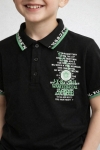Детска тениска с якичка за момче, черен цвят