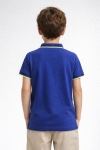 Детска тениска за момче с якичка, син цвят