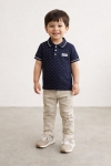 Детска тениска с якичка за момче, син цвят