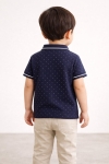 Детска тениска с якичка за момче, син цвят