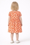 Детска рокля с къс ръкав на цветя, оранжев цвят