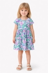 Детска рокля с къс ръкав на цветя, шарен цвят